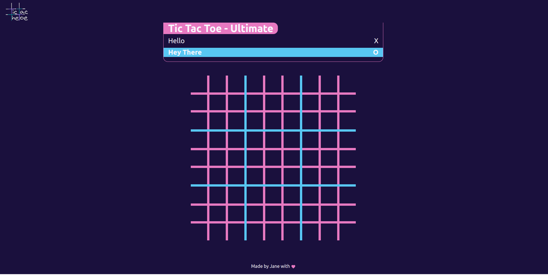 Screenshot of tictacthetoe project